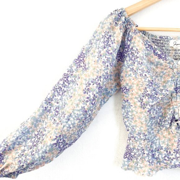 Japna floral drawstring ruched crop top size XS - Picture 4 of 8